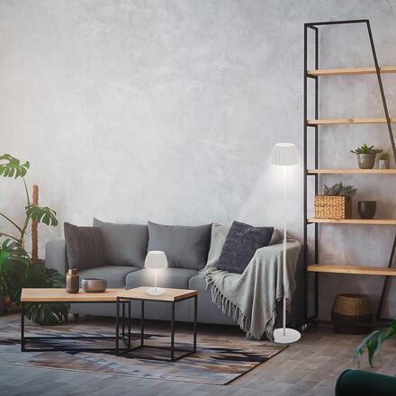 BRILONER nabíjecí stojanová lampa Riffle - 124 cm, 4,2W, 400lm, LED, bezdrátová, stmívatelná, dotykový vypínač, bílá 1238016