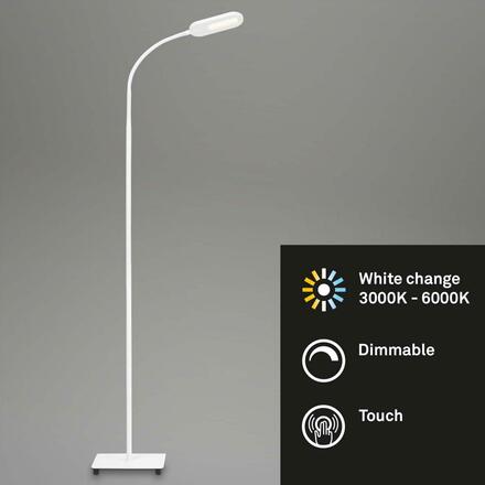 BRILONER LED CCT stojací svítidlo s dotykovým vypínačem 128 cm 6,6W 600lm bílé BRILO 1297-016