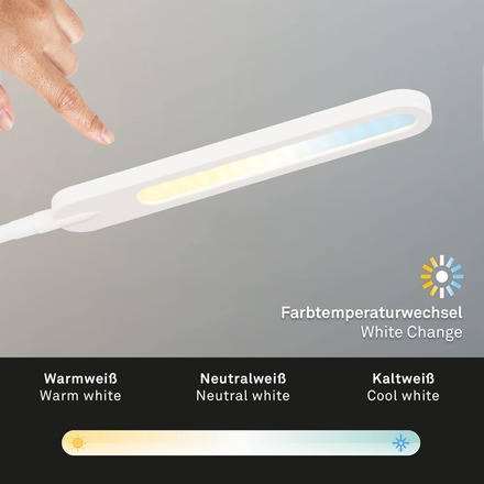 BRILONER LED CCT stojací svítidlo s dotykovým vypínačem 183 cm 6,5W 600lm bílé BRILO 1389-016