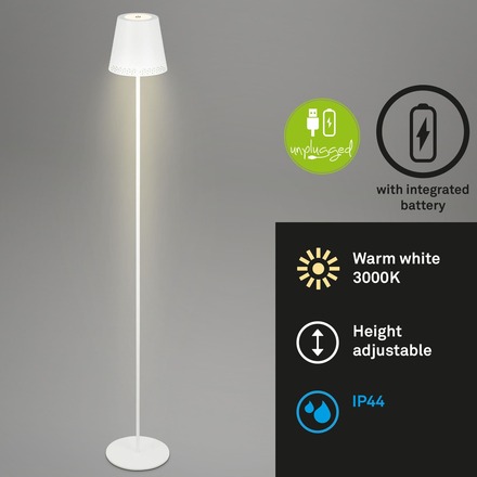 BRILONER LED nabíjecí stojací svítidlo 130 cm 3,5 W 400lm bílé BRILO 1438016