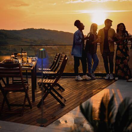 BRILONER Coloris RGBW LED stojanová bezdrátová lampa, stmívatelná, dotykový vypínač, antracit 1507015