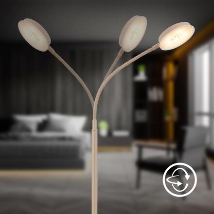 BRILONER Megg stojanová lampa - 12W, 800lm, LED, stmívatelná, nastavitelná, dotykový vypínač, béžová 1585011