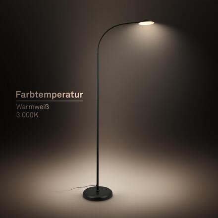BRILONER Megg stojanová lampa - 12W, 800lm, LED, stmívatelná, nastavitelná, dotykový vypínač, černá 1585015