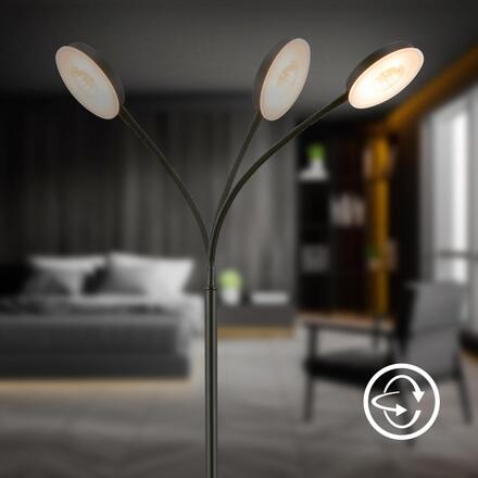 BRILONER Megg stojanová lampa - 12W, 800lm, LED, stmívatelná, nastavitelná, dotykový vypínač, černá 1585015