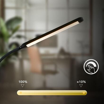 BRILONER Mura stojanová lampa - 6W, 600lm, LED, stmívatelné, dotykový vypínač, nastavitelné, černá 1660015