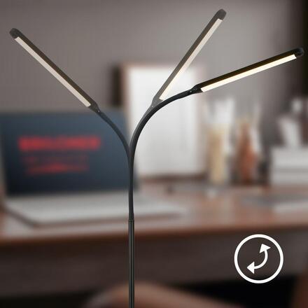 BRILONER Mura stojanová lampa - 6W, 600lm, LED, stmívatelné, dotykový vypínač, nastavitelné, černá 1660015