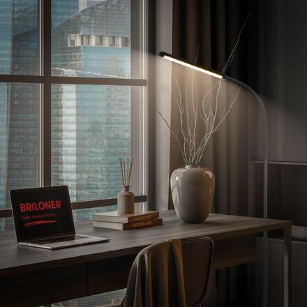 BRILONER Mura stojanová lampa - 6W, 600lm, LED, stmívatelné, dotykový vypínač, nastavitelné, černá 1660015