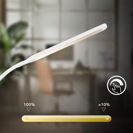 BRILONER Mura stojanová lampa - 6W, 600lm, LED, stmívatelné, dotykový vypínač, nastavitelné, bílé 1660016