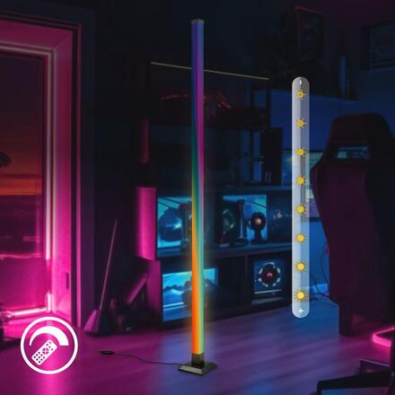 BRILONER Flash stojanová lampa - 4,8W, 300lm, stmívatelné, LED, RGBIC, dálkový ovladač, černá 1661015