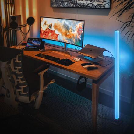 BRILONER Flash stojanová lampa - 4,8W, 300lm, stmívatelné, LED, RGBIC, dálkový ovladač, černá 1661015