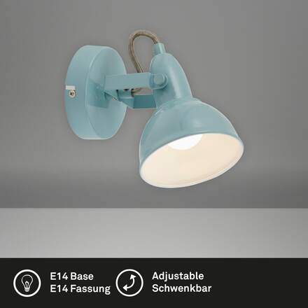 BRILONER Bodové nástěnné a stropní svítidlo, pr. 10 cm, max. 40 W, mentolová-bílé BRILO 2049-010