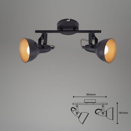 BRILONER Bodové svítidlo 30,4 cm 2x E14 40W černá BRILO 2049025