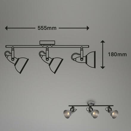 BRILONER Bodové svítidlo pr. 10 cm 3x E14 max. 40W antická stříbrná BRILO 2049-034