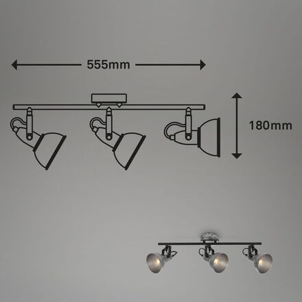 BRILONER Bodové svítidlo pr. 10 cm 3x E14 max. 40W antická stříbrná BRILO 2049034