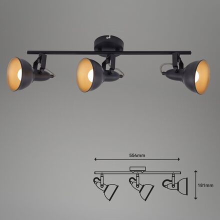 BRILONER Bodové svítidlo 55,4 cm 3x E14 40W černá BRILO 2049035