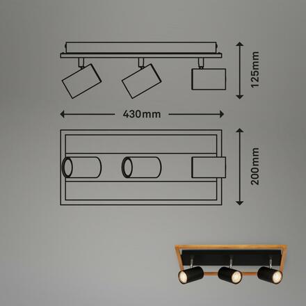 BRILONER Spot, 43 cm, 3x GU10, max. 9W, černá BRILO 2138035
