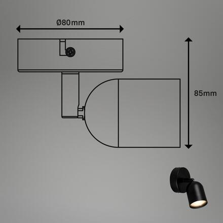 BRILONER Nástěnné svítidlo Spot, 8 cm, 1x GU10, max. 9W, černé 2145015