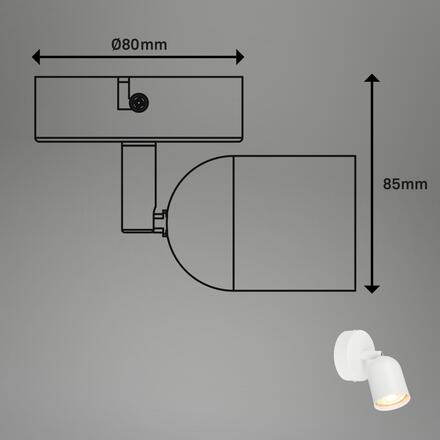 BRILONER Nástěnné svítidlo Spot, 8 cm, 1x GU10, max. 9W, bílé 2145016