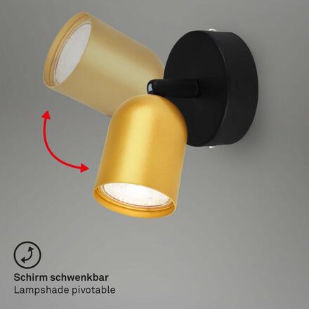 BRILONER Nástěnné svítidlo Spot, 8 cm, 1x GU10, max. 9W, černé/zlaté 2145017