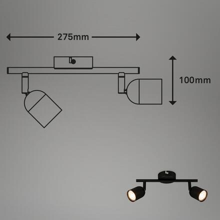BRILONER Bodové svítidlo Spot, 27,5 cm, 2x GU10, max. 9W, černá 2145025