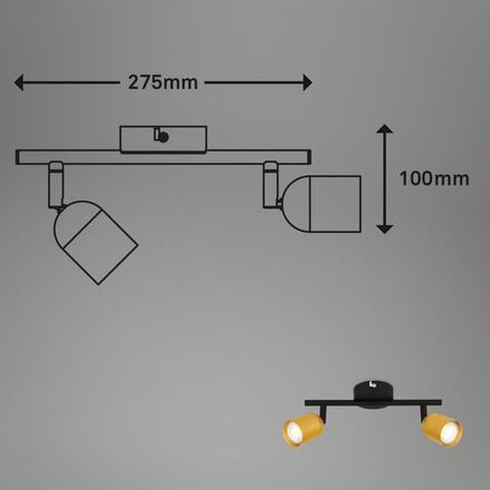 BRILONER Bodové svítidlo Spot, 27,5 cm, 2x GU10, max. 9W, černá/zlatá 2145027