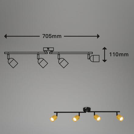 BRILONER Bodové svítidlo Spot, 70,5 cm, 4x GU10, max. 9W, černá/zlatá 2145047