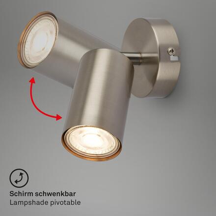 BRILONER Tib nástěnné svítidlo do interiéru, nastavitelné, On/Off nástěnným vypínačem, stříbrná 2172012