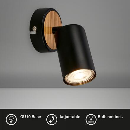 BRILONER Tib nástěnné svítidlo do interiéru, nastavitelné, On/Off, černá / dřevo 2172014