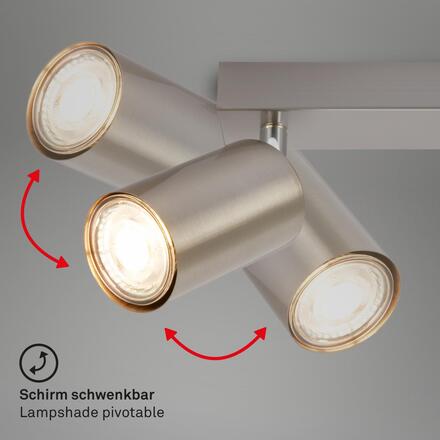 BRILONER Tib stropní bodové svítidlo, nastavitelné, On/Off nástěnným vypínačem, 2-ramenné, matný nikl 2172022