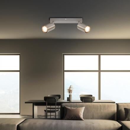 BRILONER Tib stropní bodové svítidlo, nastavitelné, On/Off nástěnným vypínačem, 2-ramenné, matný nikl 2172022