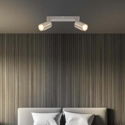 BRILONER Tib stropní bodové svítidlo, nastavitelné, On/Off nástěnným vypínačem, 2-ramenné, matný nikl 2172022