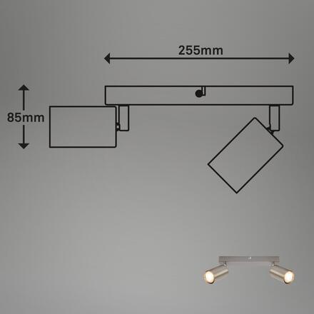 BRILONER Tib stropní bodové svítidlo, nastavitelné, On/Off nástěnným vypínačem, 2-ramenné, matný nikl 2172022