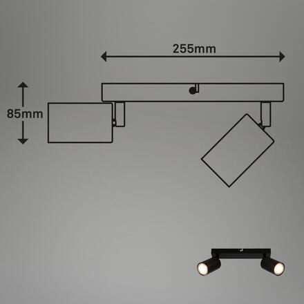 BRILONER Tib stropní bodové svítidlo, nastavitelné, On/Off nástěnným vypínačem, 2-ramenné, černé 2172025