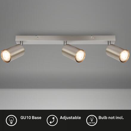 BRILONER Tib stropní bodové svítidlo, nastavitelné, On/Off nástěnným vypínačem, 3-ramenné, matný nikl 2172032