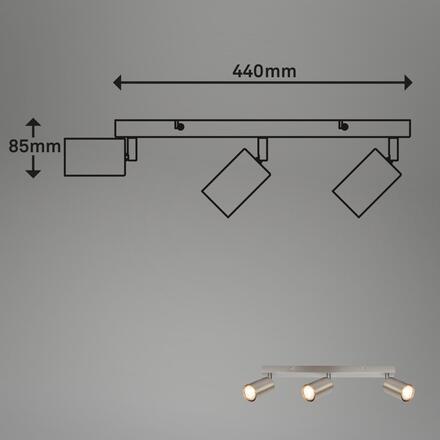 BRILONER Tib stropní bodové svítidlo, nastavitelné, On/Off nástěnným vypínačem, 3-ramenné, matný nikl 2172032