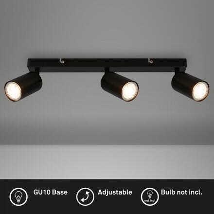 BRILONER Tib stropní bodové svítidlo, nastavitelné, On/Off nástěnným vypínačem, 3-ramenné, černá 2172035