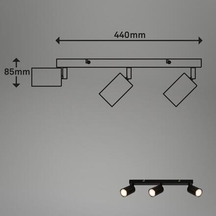 BRILONER Tib stropní bodové svítidlo, nastavitelné, On/Off nástěnným vypínačem, 3-ramenné, černá 2172035