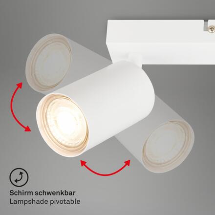 BRILONER Tib stropní bodové svítidlo, nastavitelné, On/Off nástěnným vypínačem, 3-ramenné, bílé 2172036