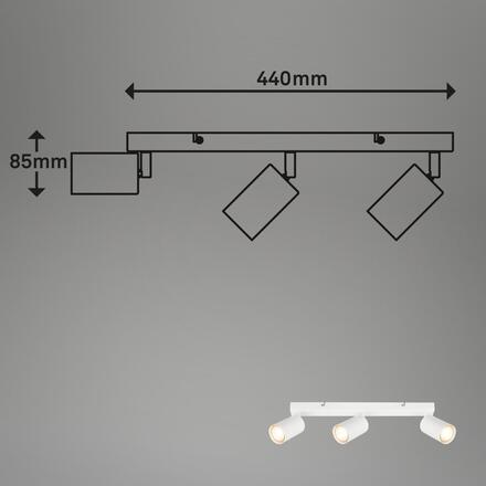 BRILONER Tib stropní bodové svítidlo, nastavitelné, On/Off nástěnným vypínačem, 3-ramenné, bílé 2172036