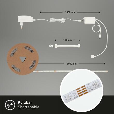 BRILONER RGB LED pásek 500 cm 0,12W bílé BRILO 2267-150P
