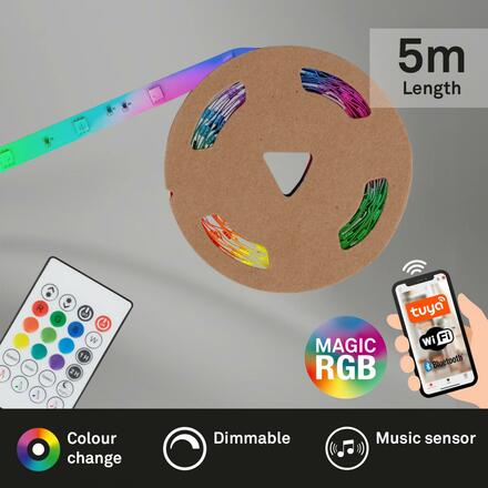 BRILONER Digitální RGB LED pásek s hudebním senzorem 500 cm 0,12W bílé BRILO 2313-150