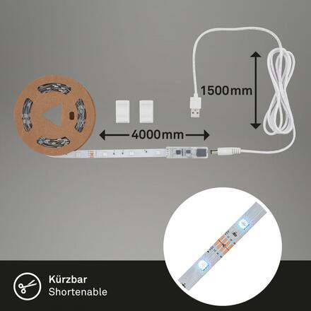 BRILONER LED pásek, 400 cm, USB, 6W, bílé BRILO 2314120