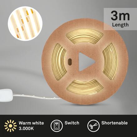 BRILONER COB LED Strip 3m, samolepící, teplá bílá, bílé 2318480