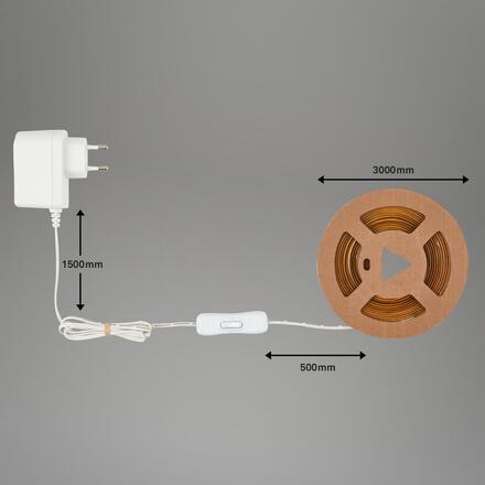 BRILONER COB LED Strip 3m, samolepící, teplá bílá, bílé 2318480