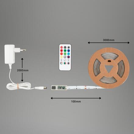 BRILONER COB LED pásek 3m, dálkový ovladač, RGB IC dynamické barvy, bílý 2322480