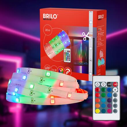 BRILONER LED pásek 30m, dálkový ovladač, RGB dynamické barvy, bílý 2323540