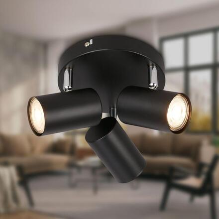 BRILONER Supo stropní bodové svítidlo - GU10 patice, max. 9W, nastavitelné, 3-ramenné, černá 2365035