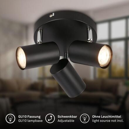 BRILONER Supo stropní bodové svítidlo - GU10 patice, max. 9W, nastavitelné, 3-ramenné, černá 2365035