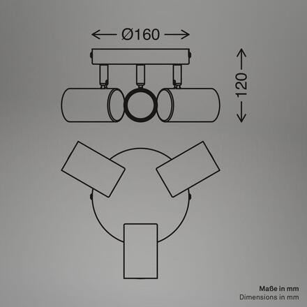 BRILONER Supo stropní bodové svítidlo - GU10 patice, max. 9W, nastavitelné, 3-ramenné, černá 2365035