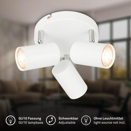 BRILONER Supo stropní bodové svítidlo - GU10 patice, max. 9W, nastavitelné, 3-ramenné, bílé 2365036